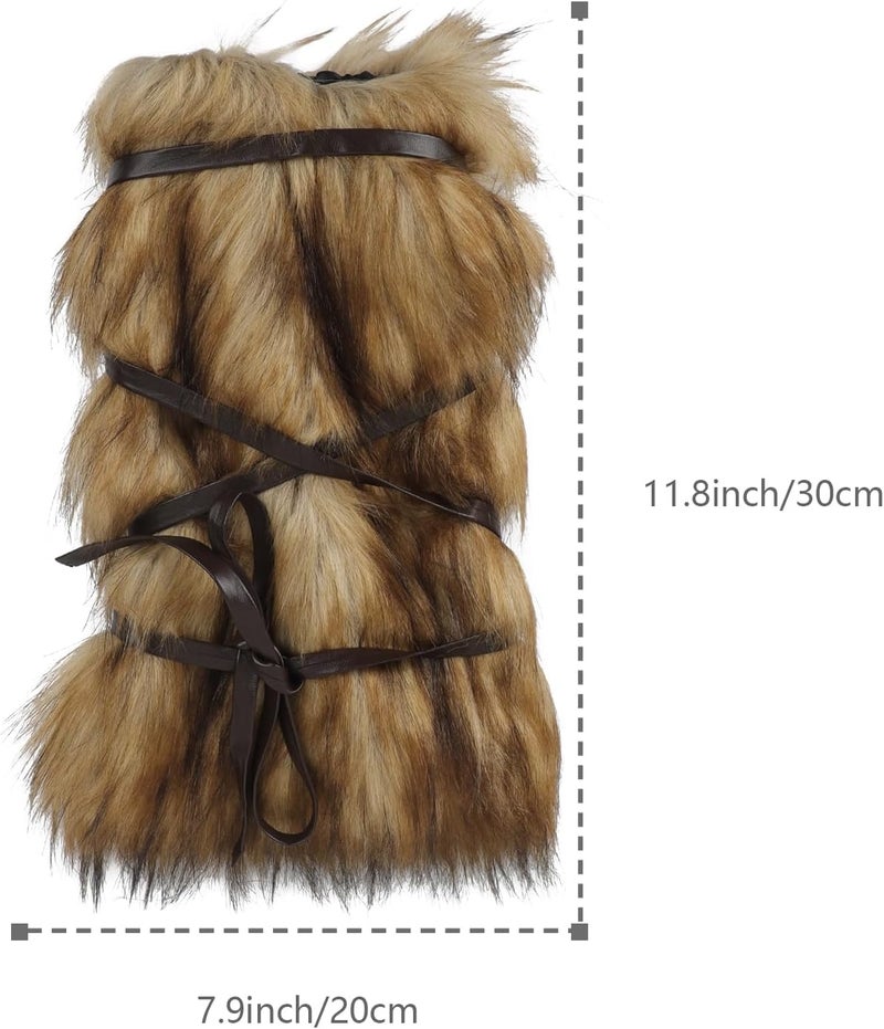 BXT Medieval Viking Wrist Wrap Cuffs Nordic Halloween Faux Fur Wrist Sleeve Guards Warrior Role Play Cosplay Costume - Image 3